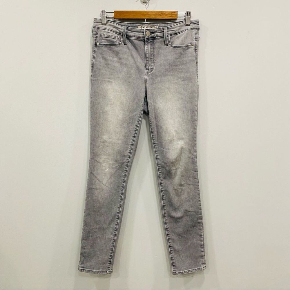 ATHLETA 8 Grey Sculptek Skinny Performance Denim Jeans Mid Rise Stretch Slimming